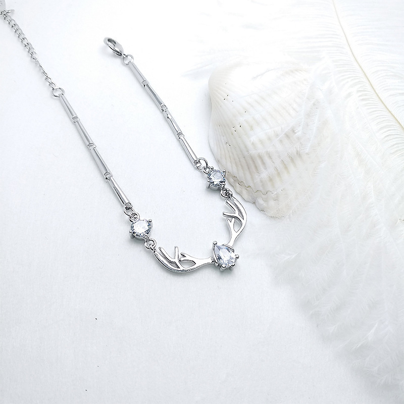 All the way you lovers bracelet female 5A 1 karat high carbon zircon imitation mosang Diamond antler bracelet pure white silver plated copper