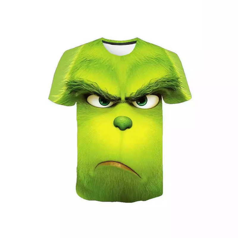 Summer New Arrival 3D Digital Print Casual Loose Breathable Adult Short Sleeve Green Furry Monster Grinch T-Shirt Summer New Arrival 3D Digital Print Casual Loose Breathable Adult Short Sleeve Green Furry Monster Grinch T-Shirt