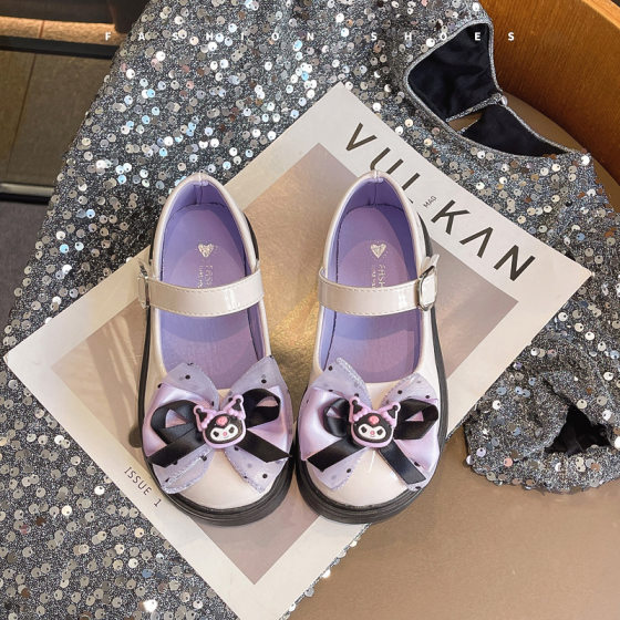 Girl's Leather Shoes Cartoon Bow Children's Princess Shoes 2024 New Style Soft Sole Stylist Shoes Girl's Kulomi Shoes