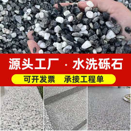 黑白灰洗米石水磨石地坪骨料水洗石胶粘石雨花石彩色石子沙石现货