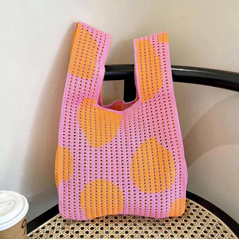 Estilo coreano nicho diseño moda hueco pequeña flor de punto bolso de mano estudiante de gran capacidad bolso de las axilas bolso de las mujeres