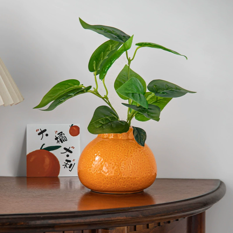 Творческая оранжевая ваза керамическая вода зеленый укроп гидропонный горшок цветочный горшок стол гостиная столешница украшения украшения