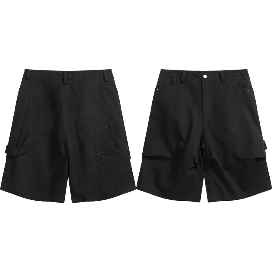 NONNOD Alpine carpinter shorts diseño estereoscópico de color sólido herramienta de madera pantalones cortos casuales