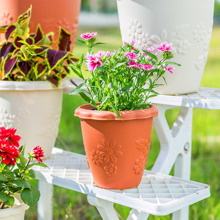 Alice Ceramic Imitation Long Basin Relief Flower Pot Alice Balcony Plastic Thickened Resin Round Succulent Flower Pot