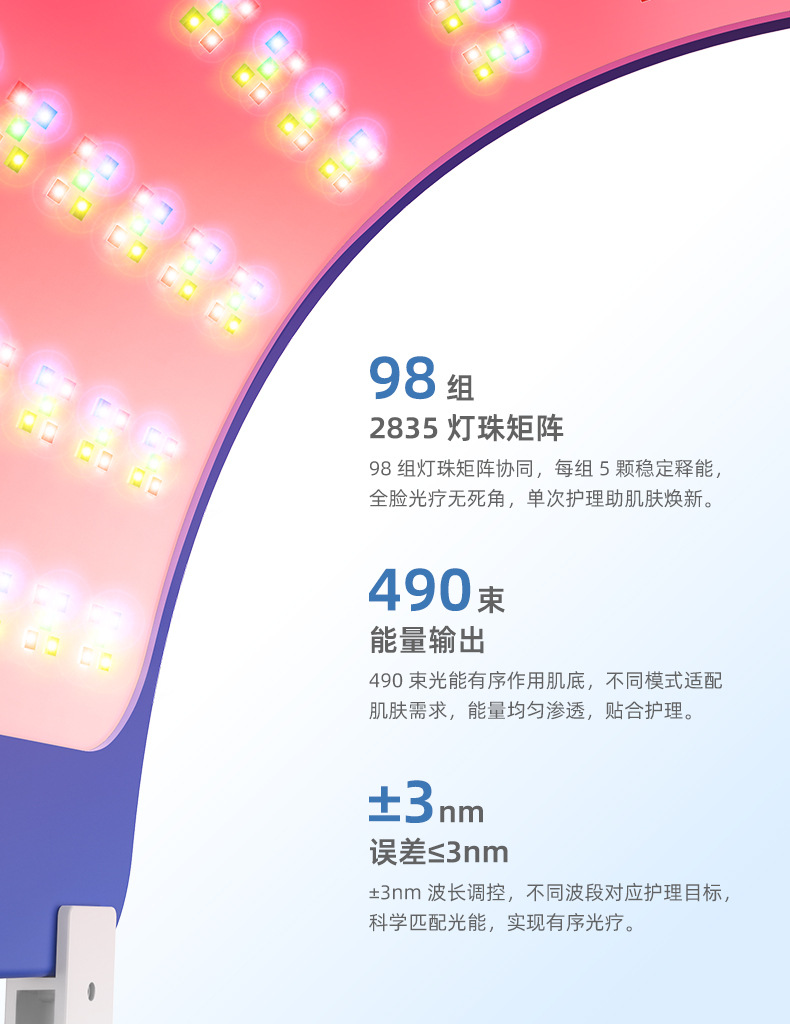 Grenzüberschreitende LED-Silikon-Schönheitslampe Beauty-Ausrüstung Ganzkörper Rot- und Blau-Photonen-Maske Spektrometer Fabrik