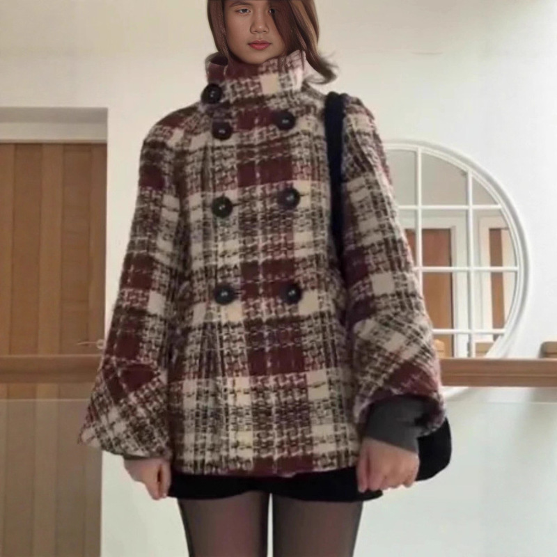 European and American 2025 Amazon Women's Autumn and Winter Thickeneded Small Fragrant Style Plaid Jacket British Style Woolen Top Jacket European and American 2025 Amazon Women's Autumn and Winter Thickeneded Small Fragrant Style Plaid Jacket British Style Woolen Top Jacket