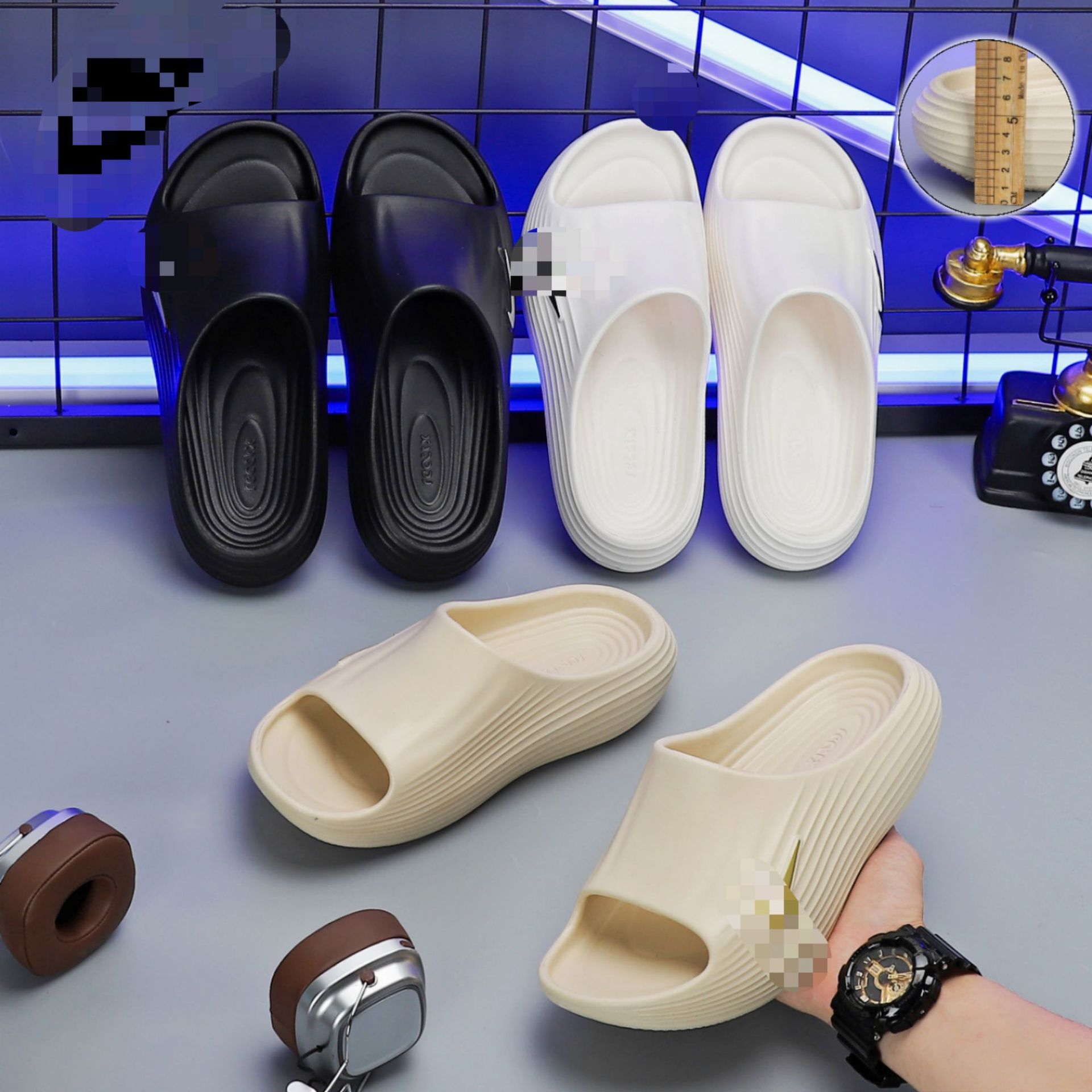 2025拖鞋男夏季潮牌外穿防滑耐磨橡胶而寸克运动踩屎感男士沙滩凉