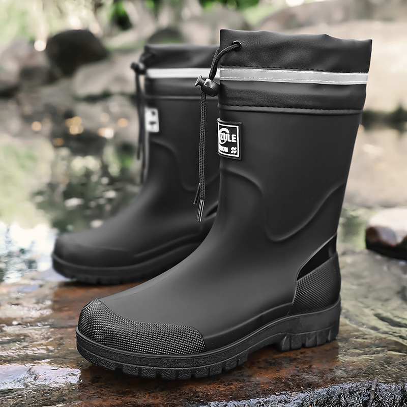Botas de Lluvia de Tubo Medio para Hombre de PVC Impermeables y Antideslizantes para Pesca image 1
