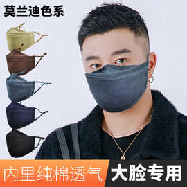 新品保暖鱼型布口罩 KF94可插PM2.5过滤片男士加大码立体棉麻口罩