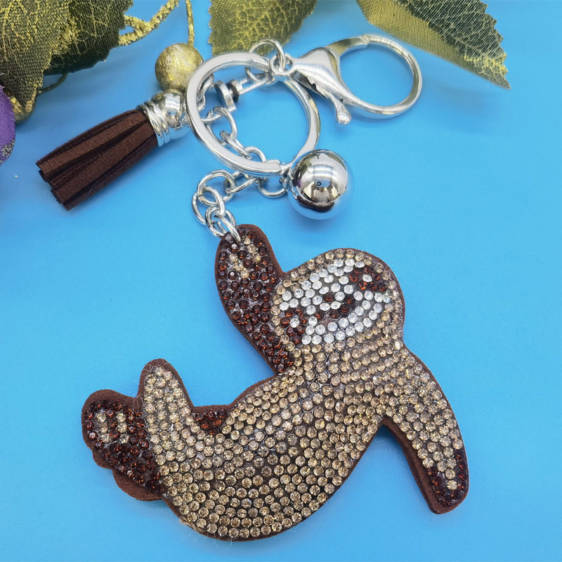 New creative cartoon cartoon sloth Diamond-embedded key chain rhinestone sloth key chain Women's bag ornaments New creative cartoon cartoon sloth Diamond-embedded key chain rhinestone sloth key chain Women's bag ornaments