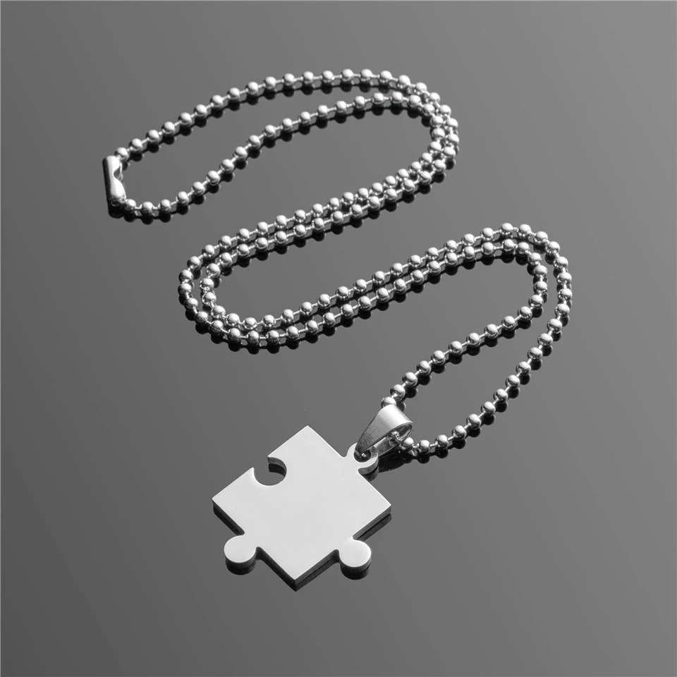 Fashion Titanium Steel Square Puzzle Pendant Couples Necklaces display picture 2