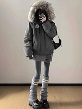 超好看韩系棉衣棉服女2025新款冬季工装派克服大毛领夹棉袄厚外套