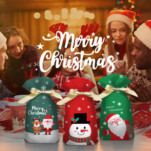 Christmas Drawstring Candy Bag New Year Biscuit Packaging Kindergarten Gifts Party Food Bezel Bag