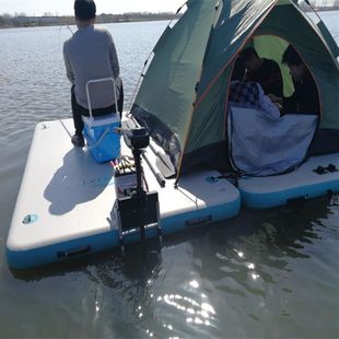 Inflatable Floating Platform for Fishing, Portable Fishing Boat Air Cushion Magic Carpet Flat Boat Foldable