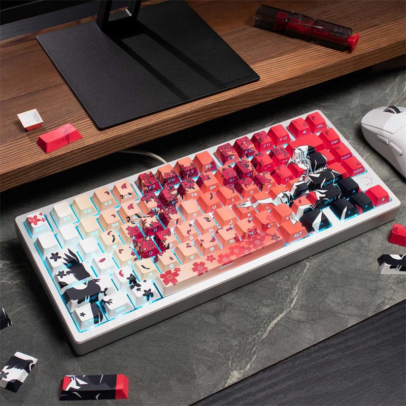 Sakura Marchma Mechanical Keyboard Key Cap Side Engraved pbt87 Key/108/68/75 Matching Column Transparent