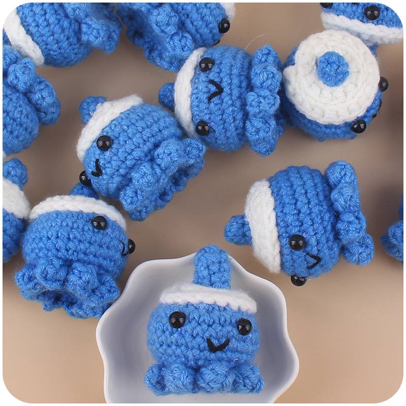 Nuevo Super lindo animal pulpo mordedor hecho a mano de ganchillo lana chupete cadena juguete Accesorios