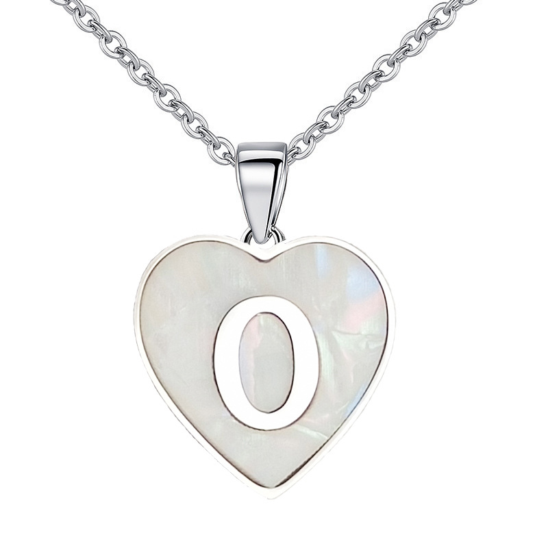 Women's Gender Plating, Inlay Design Wholesale Cute Sweet Letter Titanium Steel Plating Inlay Shell Pendant Necklace