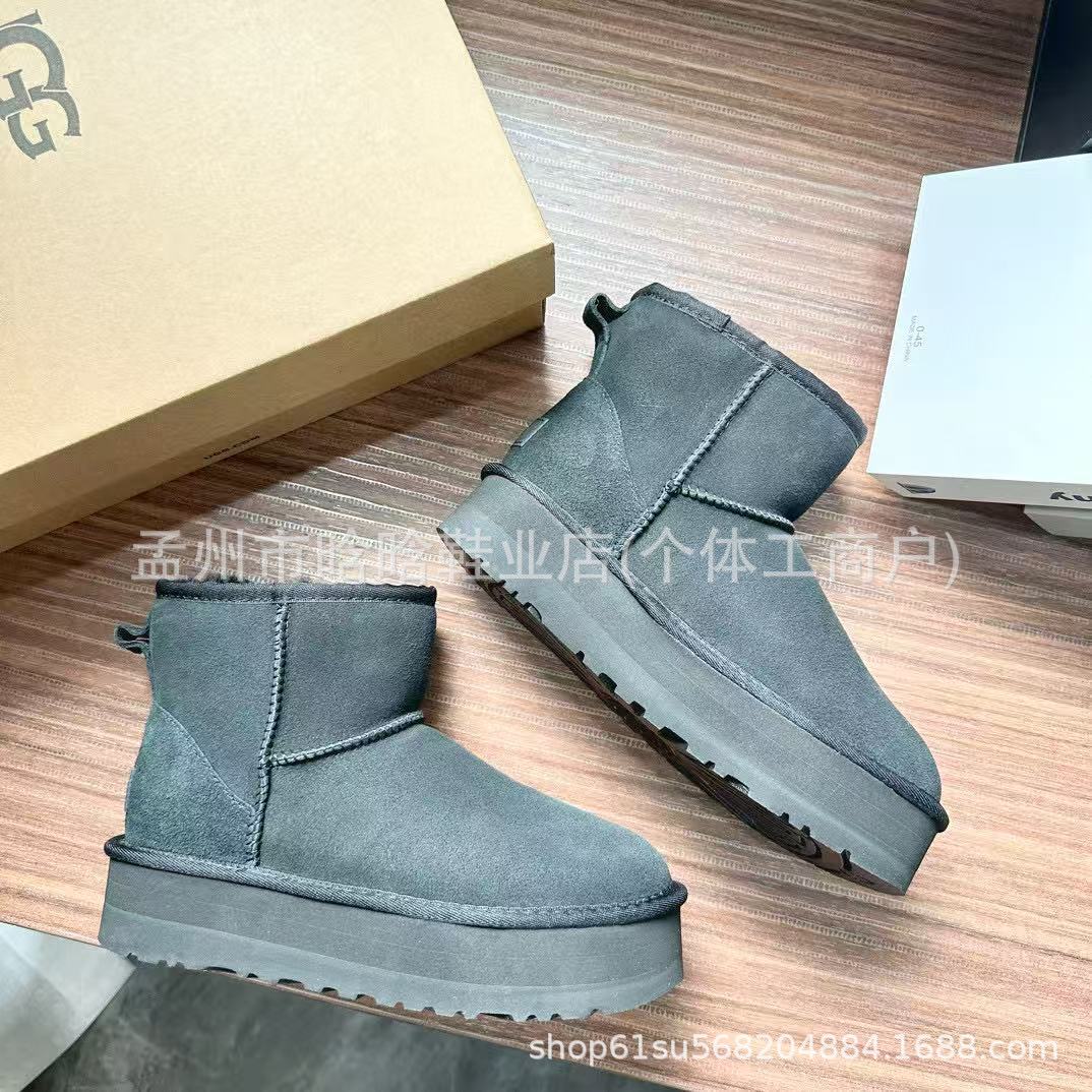 Sangpo botas de nieve de cabra de mujer un nuevo clásico de tubo largo con terciopelo grueso y calentamiento con zapatos de algodón