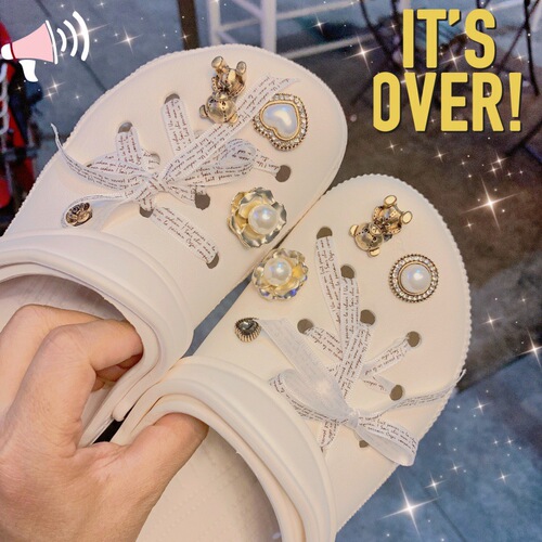 Croc shoes diy accessories diamond pearl chain shoe flower decorative buckle princess elegant shoe buckle set accessories