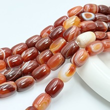 咖色红色条纹缠丝玛瑙鼓珠散珠配珠 DIY手串项链散珠饰品配件批发
