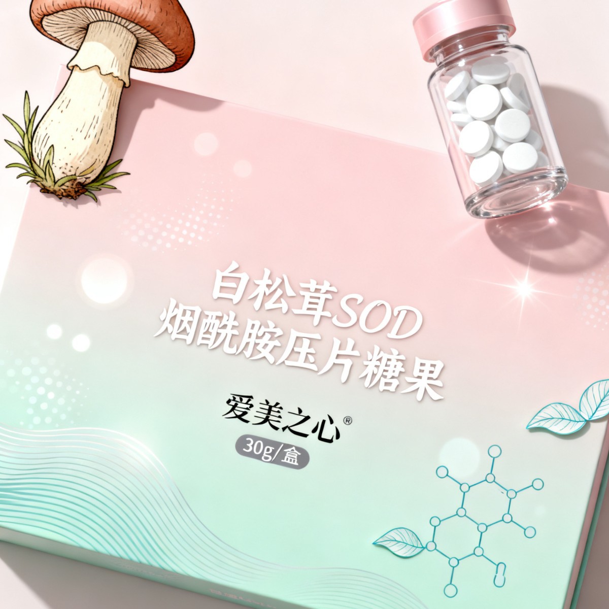 白松茸SOD烟酰胺压片糖果 桑葚蓝莓花色苷片压片糖果源头工厂