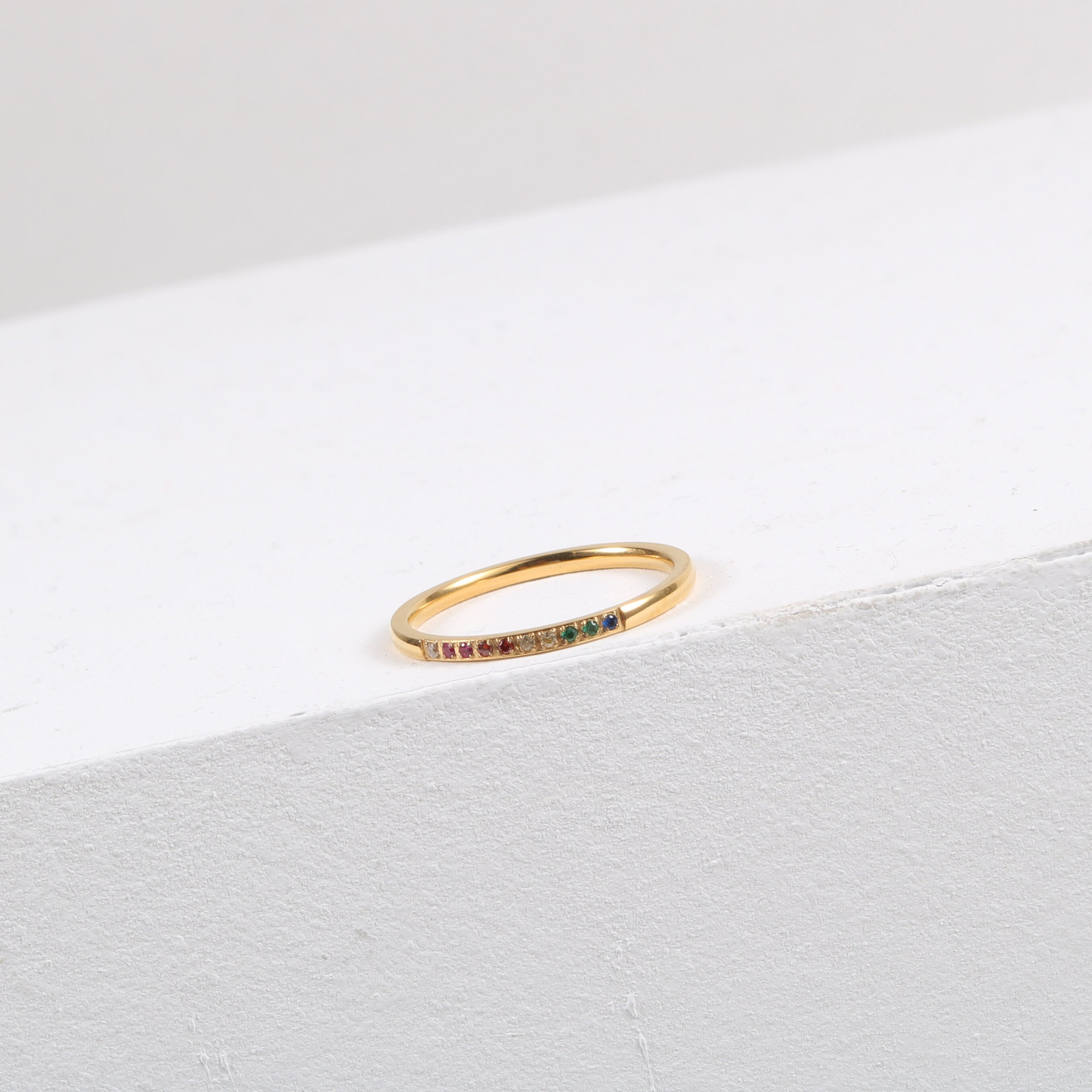Titanium Steel Material Retro Geometric Titanium Steel Inlay Zircon Rings