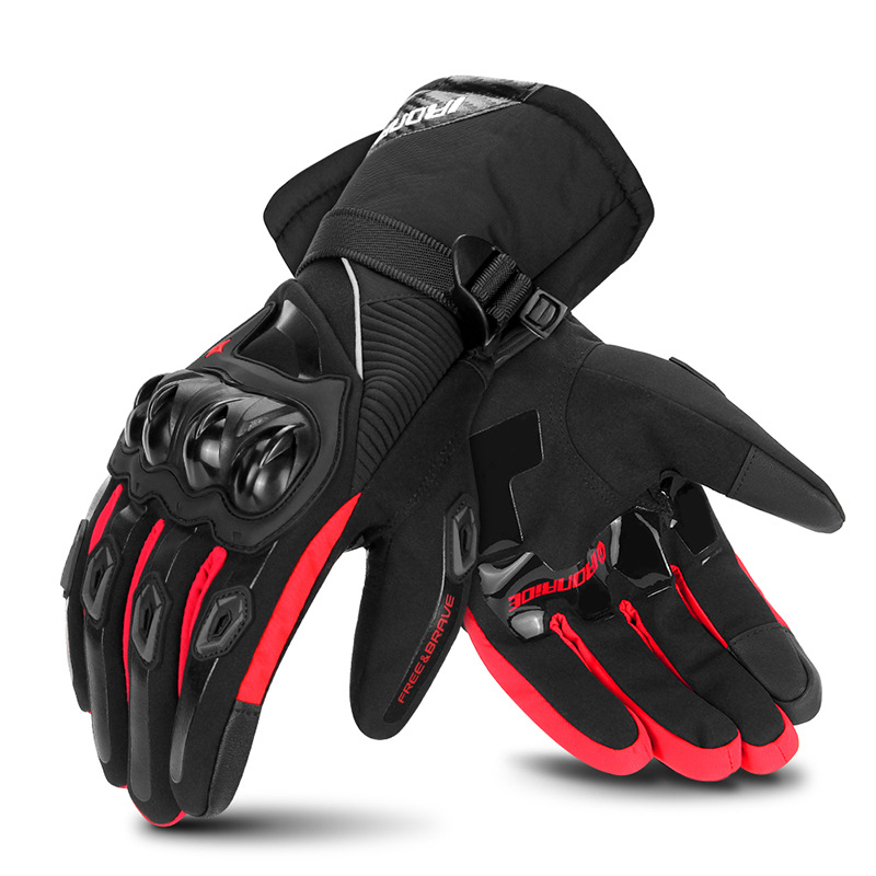 IRONRIDE motocicleta guantes de montar al aire libre Knight pantalla táctil resistente a la caída cáscara dura de carreras guantes de invierno cálido