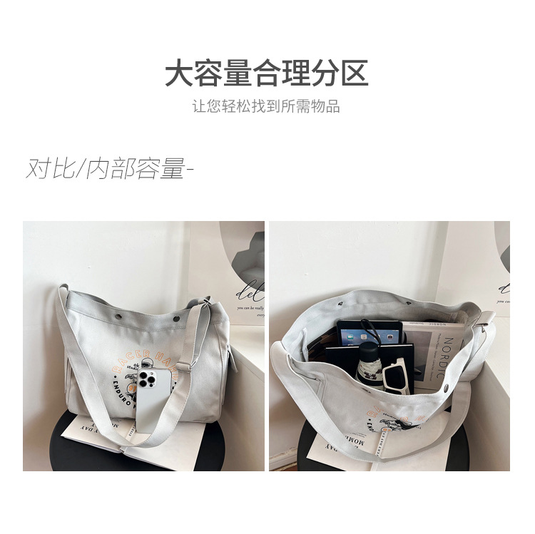 Wholesale large-capacity casual commuting women's single-shoulder bags, Korean-style trendy and fashionable handbags, LOGO printed canvas bags undefined