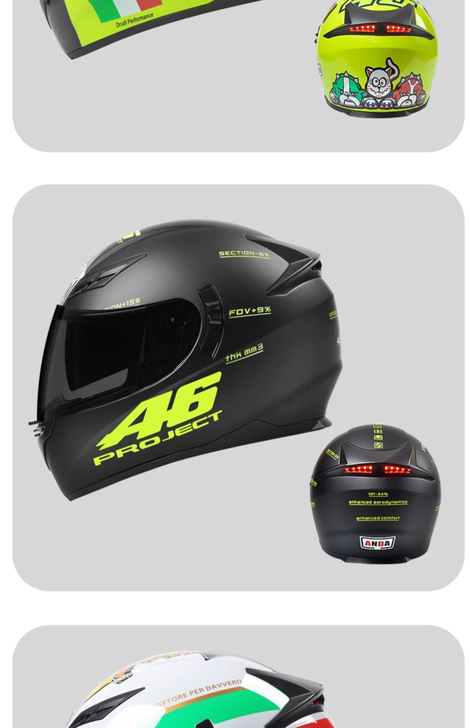 AD Motorcycle Safety Helmet 3C Certified with Tail Light