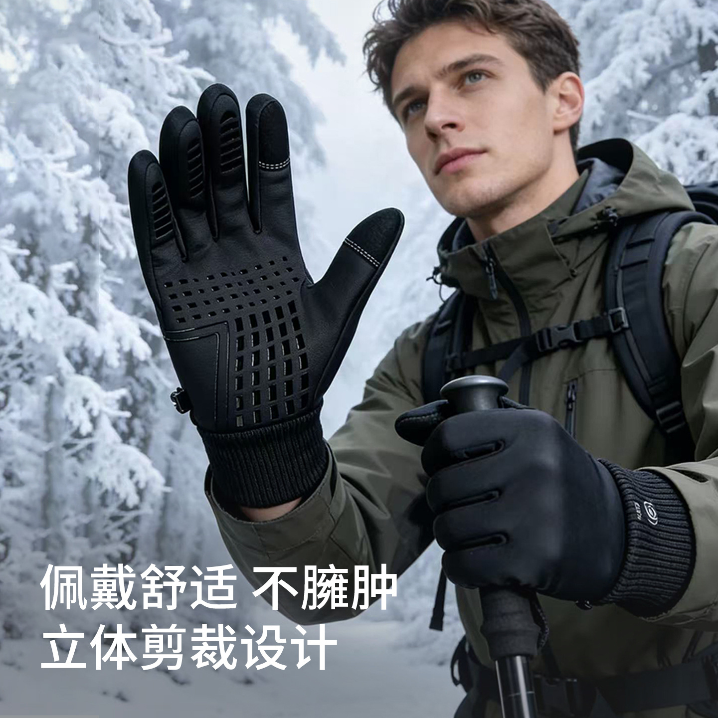 New cross-border sports gloves with fleece lining for warmth, suitable for men and women, for skiing, cycling, and outdoor activities, waterproof and non-slip