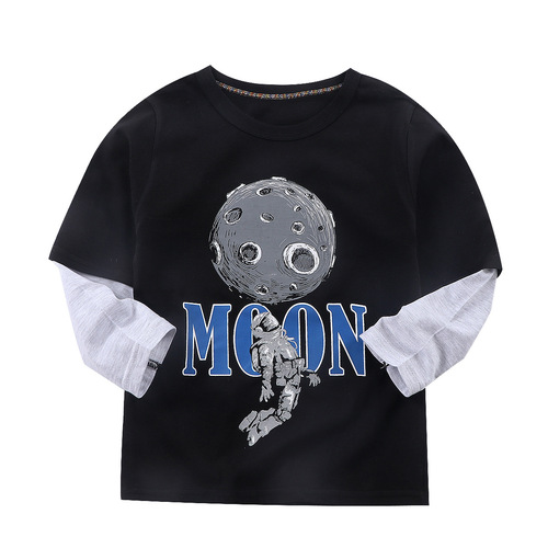 Children's long-sleeved cotton T-shirt, unisex children's autumn basic top
