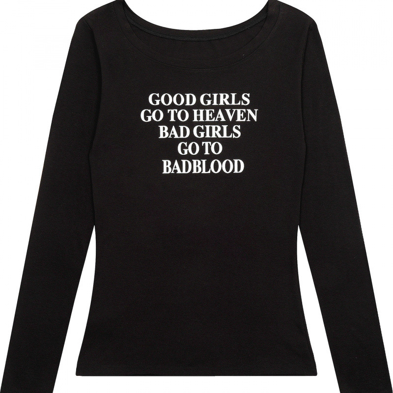 韓国バッドブラッドアメリカンレトロルーズ長袖Tシャツレディーストレンディホットガールニッチカジュアルレイジースタイルボトリングシャツ|undefined