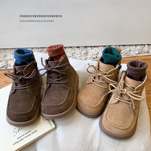 复古秋冬季童鞋小童1-3-6岁儿童马丁靴女童勃肯小短靴男童靴子潮