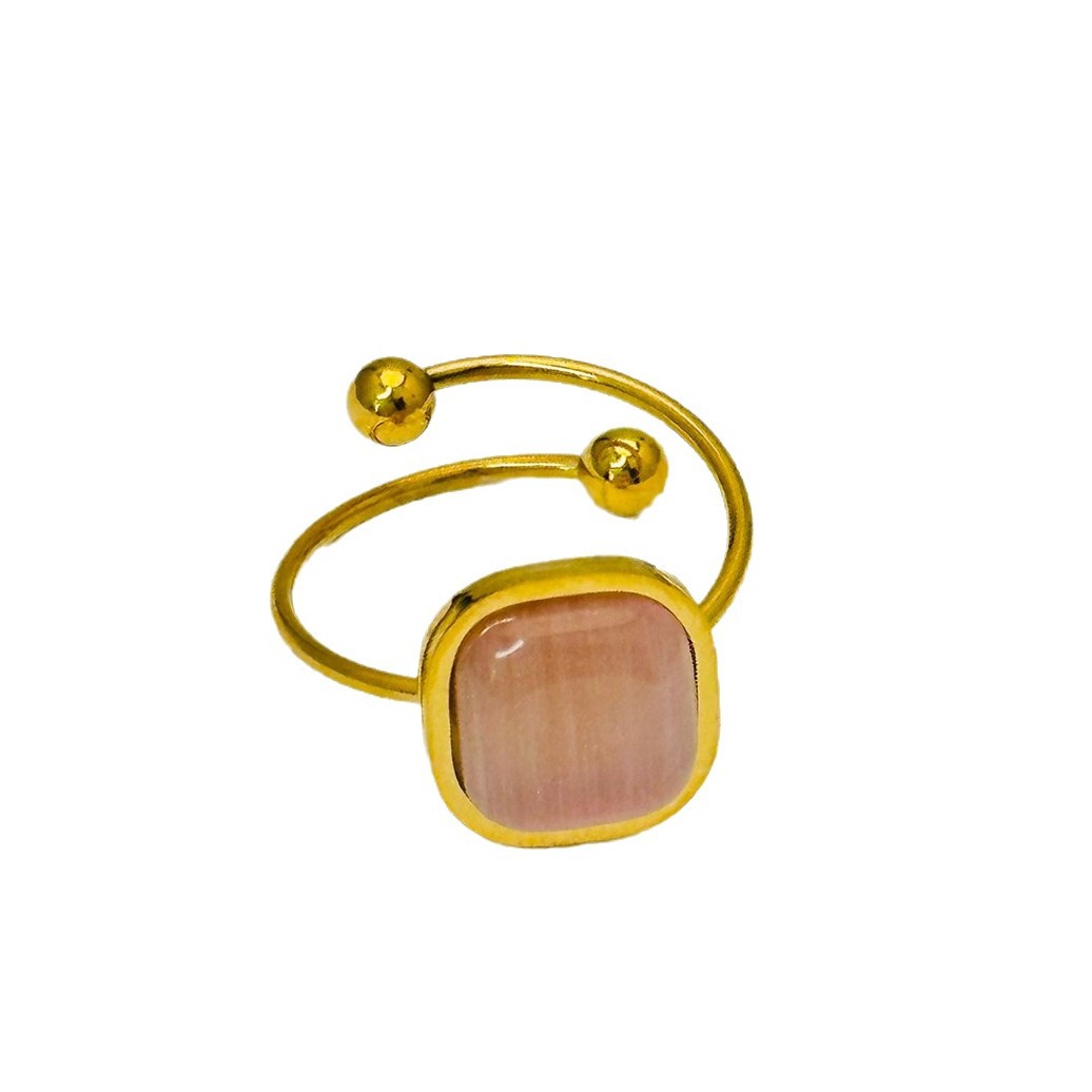 Azúcar de color ajustable abierto nuevo estilo francés no desvanecer anillo de acero de titanio de nicho joyería pequeña