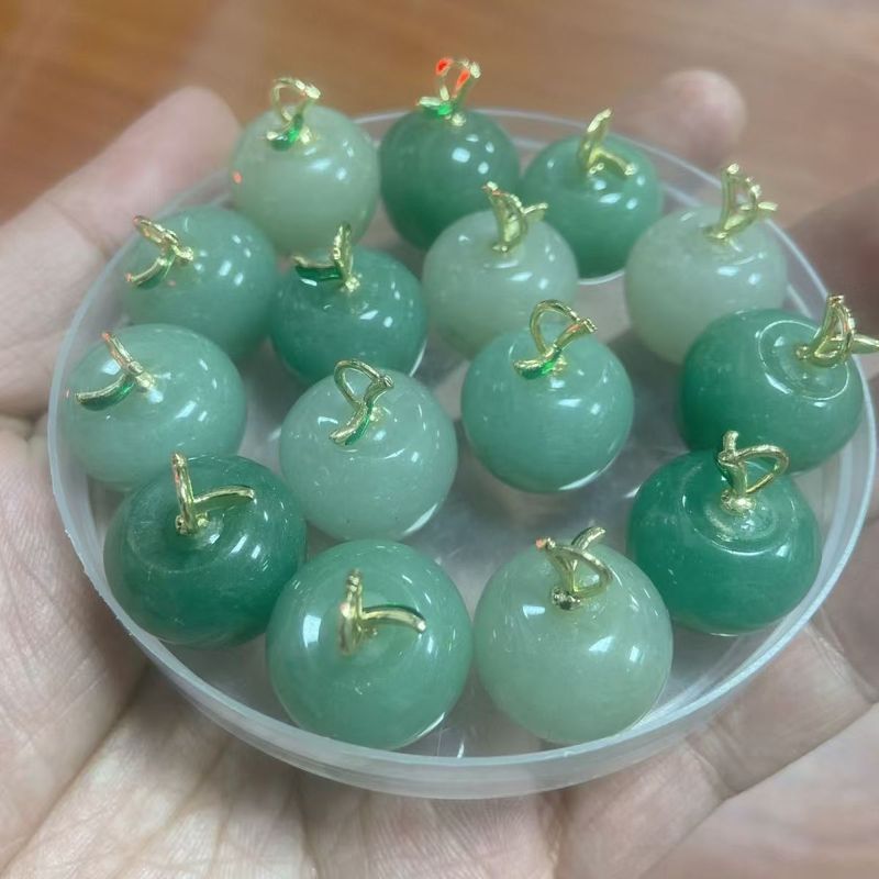 桃花酿新疆金丝玉小苹果吊坠玉石平安果挂件 东陵玉石吊坠DIY项链|undefined