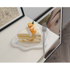 Ins creative ceramic studio lighting storage display tray electroplated silver tray, trending item luxury ceramic accessories decorative piece