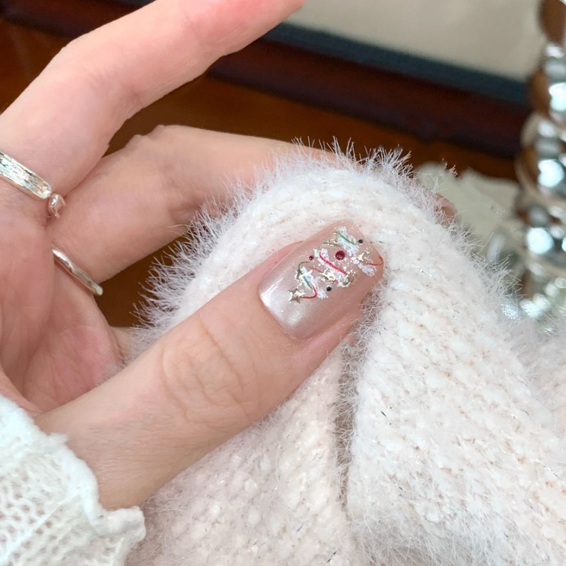 Christmas short nail stickers for manicure