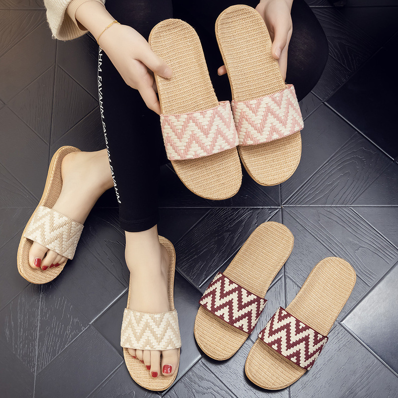 Linen Slippers Home Couple Indoor Wood Floor Home Non-slip Thick Bottom Slippers for Men and Women Summer Slippers Wholesale