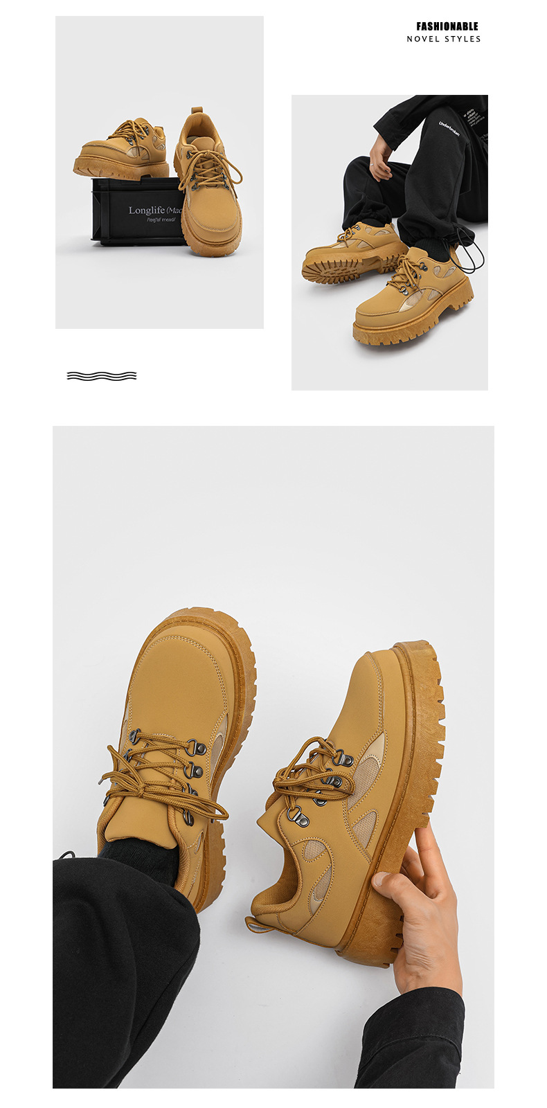 Herren Arbeitsschuhe Winter Outdoor Wandern wasserdicht und rutschfest Herren Freizeit Lederschuhe, schwarz Baustelle Arbeit_voghion.com