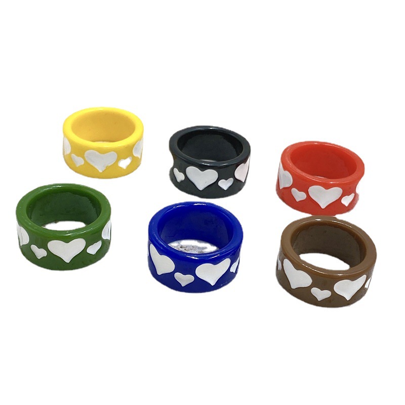 Nueva Corea del Sur ins estilo personalizado hecho a mano aceite goteo encantadora resina acrílico anillo transfronterizo chica lindo anillo