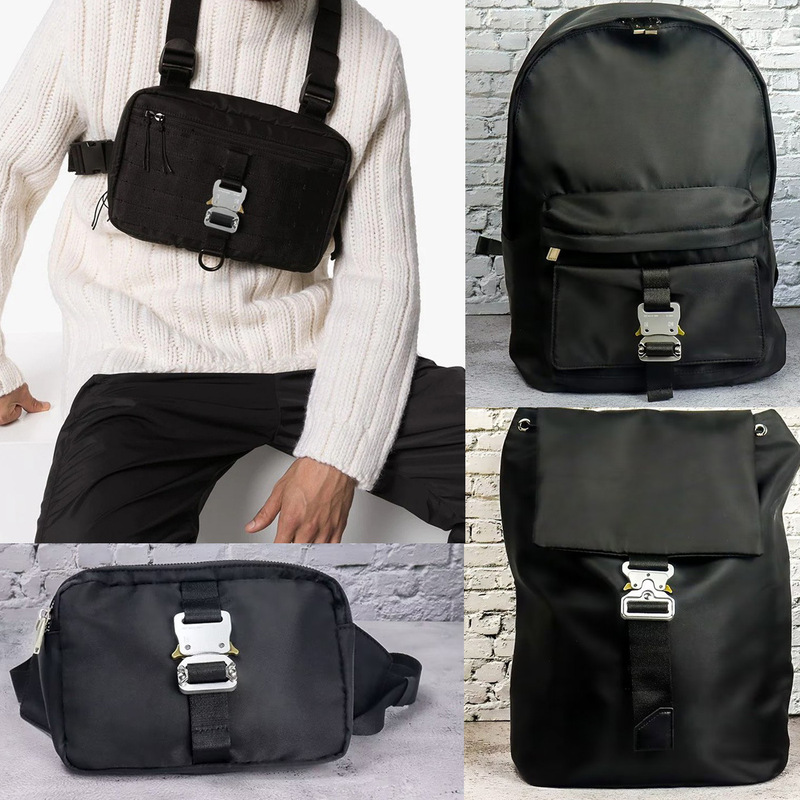 1017Alyx Double Zipper Tactical Chest Bag Black Men's High Street Hip Hop Shoulder Backpack Student Trendy Brand Bag