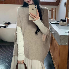 ICELOLLY巨好看的轻熟上衣早秋女2025羊毛针织衫斗篷毛衣披肩外套