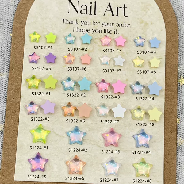 Aurora Mocha Star Nail Art Jewelry Diamond 6/8/10mm Macaron Color Five-Pointed Star DIY Earrings Nail Accessories