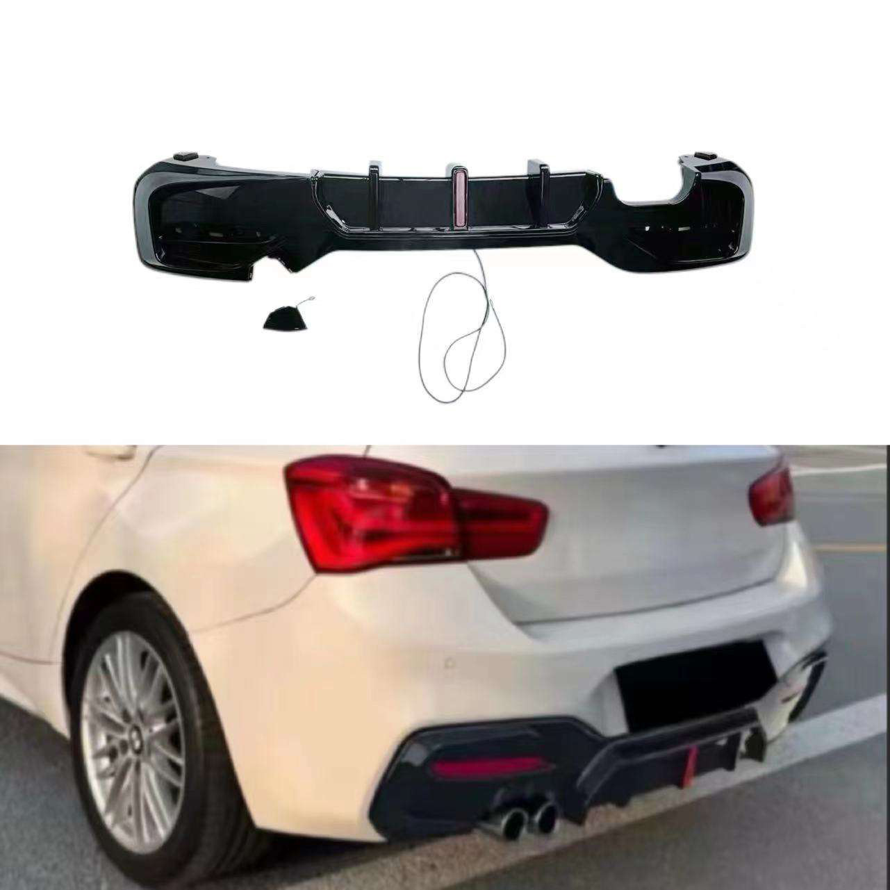 Suitable for BMW 1 Series F20 rear lip with lights, square light car modification rear spoiler tail lip parts for 15-19 models