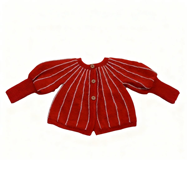 Red knitted cardigan