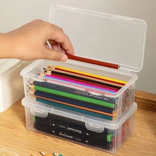 Pencil Storage Box Large Capacity Transparent Stationery Pen Cartridge Color Box Children's Crayon Painting Sketch Pen Bag