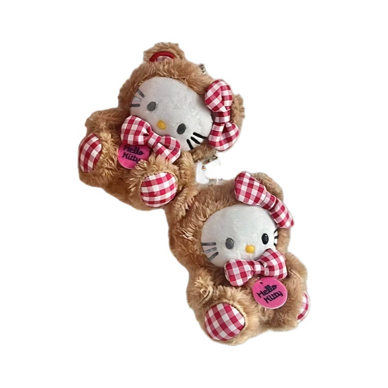 Плюшевый подвес (Hello Kitty) 10 см дизайн медведь в кофе, милый брелок для сумки с бантом