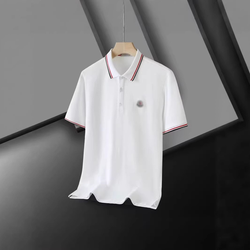 European and American Summer Men's Polo Shirt Pure Cotton Monogram Polo Striped Turn-Down Collar Short-Sleeve New Style T-Shirt Casual Business European and American Summer Men's Polo Shirt Pure Cotton Monogram Polo Striped Turn-Down Collar Short-Sleeve New Style T-Shirt Casual Business