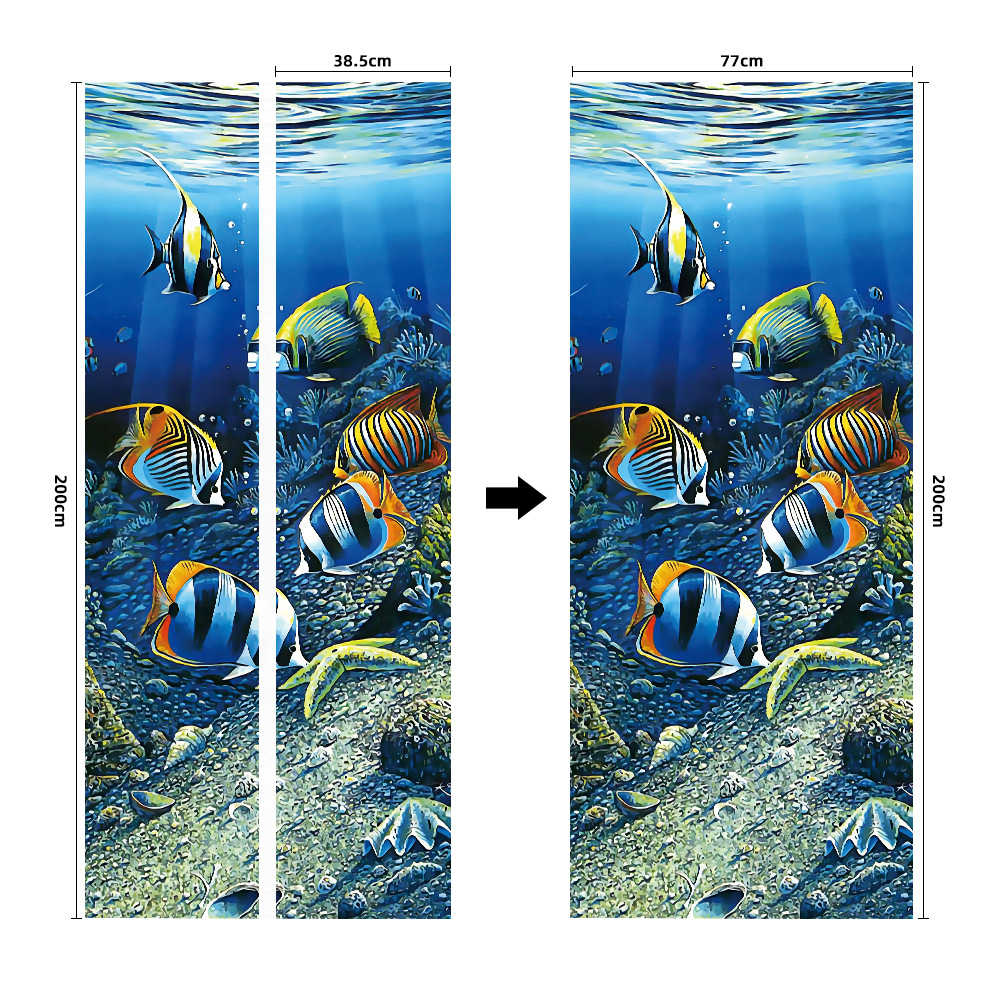 Pegatinas para puertas 3D respetuosas con el medio ambiente, autoadhesivos, fabricantes de origen al por mayor, patrones populares transfronterizos de alta definición, adhesivos para puertas impermeables, a prueba de aceite y antiincrustantes