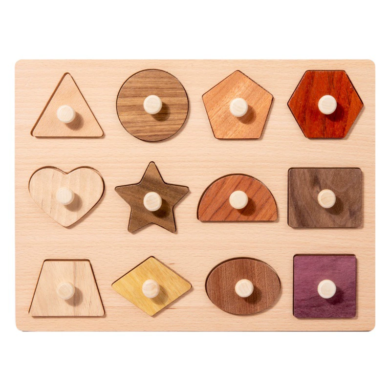 Ручная головоломка 0-3 года дети Монте Инкрустация Раннее обучение деревянные игрушки фрукты формы животных когнитивные головоломки